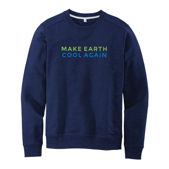 make earth cool again recycled materials crewneck